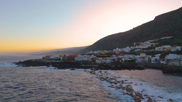Quaint fishing village Garachico in Tenerife at sunrise
