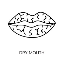 Diabetes symptom dry mouth line vector icon with editable stroke