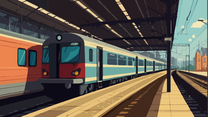 Fototapeta premium train in motion vector generative AI