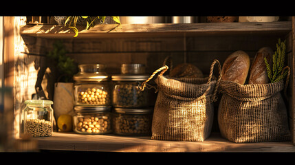 Fototapeta premium Golden Hour in a Country Pantry