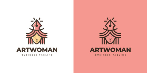 creative art woman logo vector