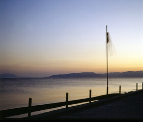 Fototapeta na wymiar sunset at the pier, greece,grekland,Mats