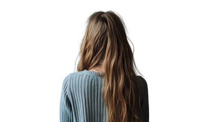 Naklejka premium Photo of woman back with long straight hair, isolated on transparent background