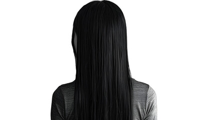 Fototapeta premium Photo of woman back with long straight hair, isolated on transparent background