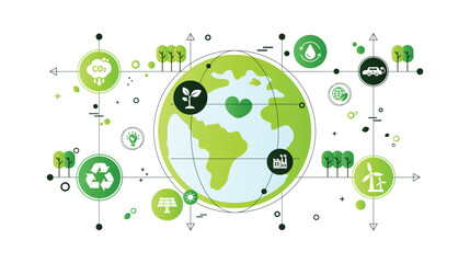 World environment and sustainable development concept with ecology doodle icons in gear, vector environment, eco friendly, green technology and ecology symbols. isolated vector in flat style