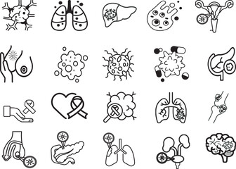 Cancer disease icon set, vector icon illustration,
