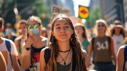 Young Women Leading Environmental Activism and Change, This image is perfect for promoting environmental activism and social justice, showcasing the
