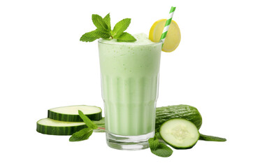 Cool Cucumber Mint Lemonade Smoothie on white background