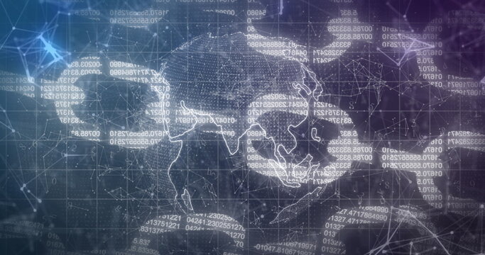 Image of data processing over chains and globe