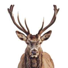 Red deer stag portrait isolate on transparent background