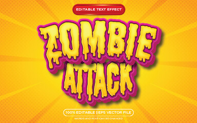 Zombie attack editable text effect cartoon style