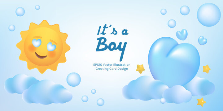 Its a boy vector illustration card template.
