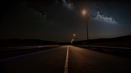 Quiet Night Street, Eerie Atmosphere with Starry Sky, Suitable for Sad Vibes or Horror Theme