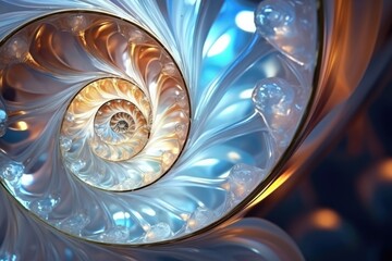 Abstract fractal. Fractal art background Nautilus shell for creative design. Decoration for wallpaper, closeup of a nautilus shell, Ai generated