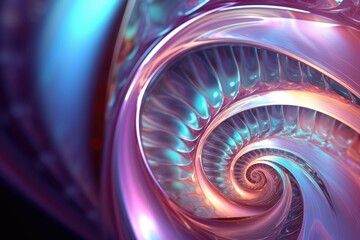 Abstract fractal. Fractal art background Nautilus shell for creative design. Decoration for wallpaper, closeup of a nautilus shell, Ai generated