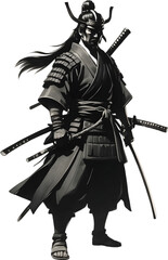 Samurai, drawing of a Samurai using the Japanese brushstroke technique.