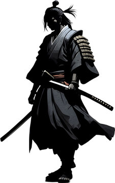 Samurai, drawing of a Samurai using the Japanese brushstroke technique.