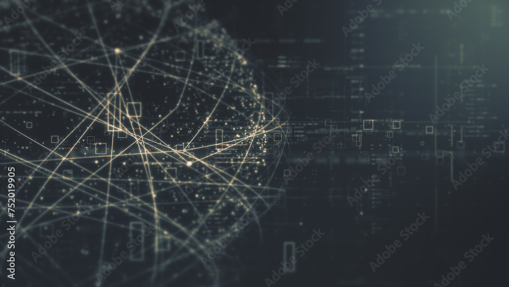 Aufkleber Futuristic digitally generated holographic planet Earth in a loop 360 degree rotation for head up display and user interface design