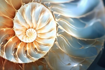 Abstract fractal. Fractal art background Nautilus shell for creative design. Decoration for wallpaper, closeup of a nautilus shell, Ai generated