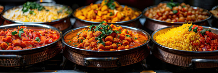 Buffet of Indian food, buffet food for events. - obrazy, fototapety, plakaty