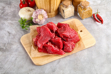 Sliced raw beef meat for cooking