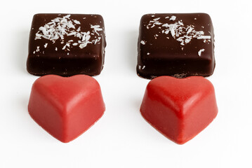 chocolate bonbons of different shapes