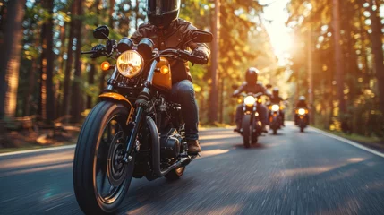 Foto op Plexiglas Group of cruiser-chopper motorcycle riders on the road. © tong2530