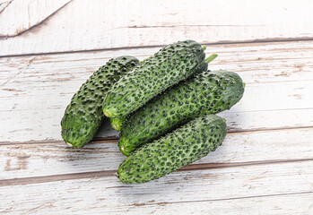 Fresh natural organic cucumbers heap