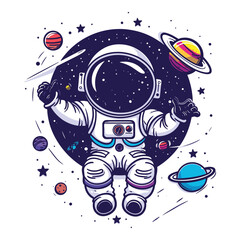 Vector astronaut flying in space illustration isolated on background 