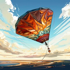 Vector Illustration of a Graceful Kite in Flight.  Generative ai.