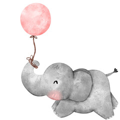 Cute elephant, watercolor style, baby elephant
