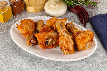 Raw marinated chicken drumstick for cooking