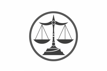 Lawyer logo, justice scale integrated within a circle, symmetrical design