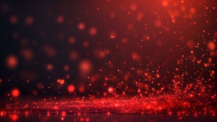 A sea of red sparkles cascades across a mysterious dark background, exuding luxury and passion with a touch of festive glamour - obrazy, fototapety, plakaty