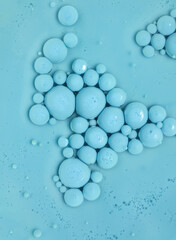 Blue floating bubbles. 3d rendering. Textures of liquid paint.