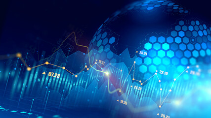 Stock market or forex trading graph in futuristic concept