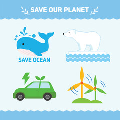 지구의 날, 환경보호 벡터 일러스트