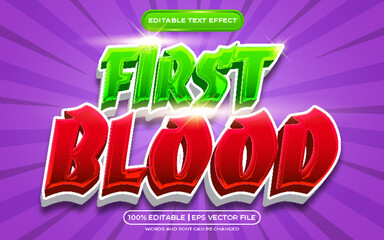 First blood editable text effect comic text style