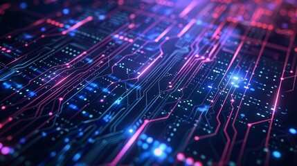 Obraz premium Cybernetic symphony: abstract circuitry in the digital realm