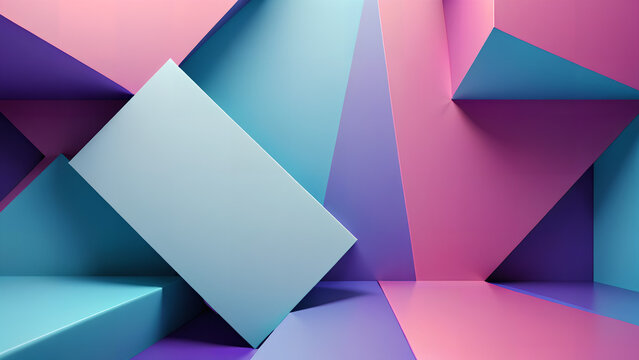 3d rendering of purple and blue abstract geometric background