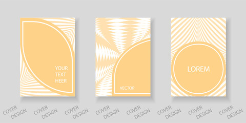 Yellow and white minimal geometric backgrounds set.Striped geometric pattern with visual distortion effect. For printing on covers, banners, sales, flyers. modern design. Vector.