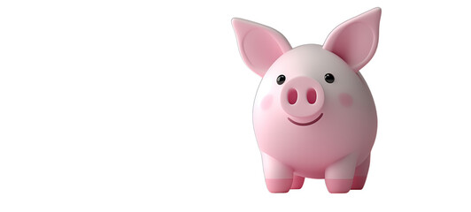 pink pig bank isolated on white