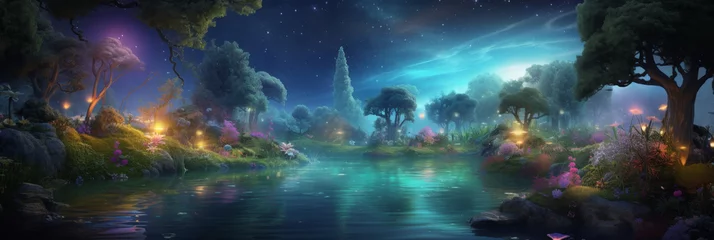 Rideaux occultants Blue nuit Fairytale Magic Forest