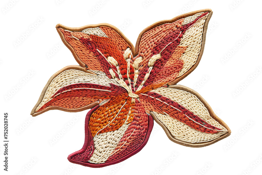 Wall mural simple embroidery patch shape isolated on transparent background generative ai