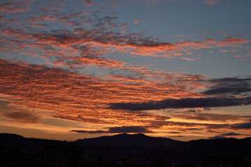 Red dawn from my window in Vigo, Pontevedra, Spain