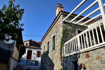 Fototapeta na wymiar traditional houses - the stone village Kontias, Lemnos island, Greece, Aegean sea