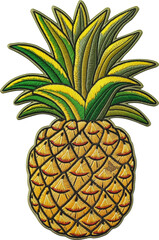 Pineapple embroidery patch isolated.