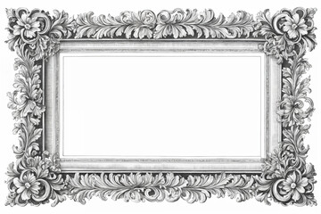 Beautiful hand drawn monochrome full floral borders. Generative Ai