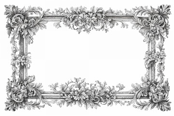 Beautiful hand drawn monochrome full floral borders. Generative Ai