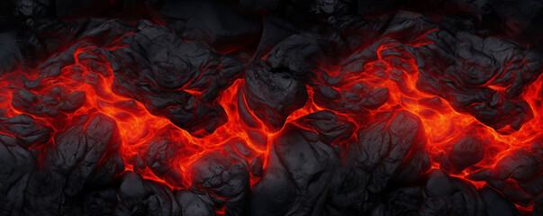 Melting of volcanic rock, lava texture background and banner